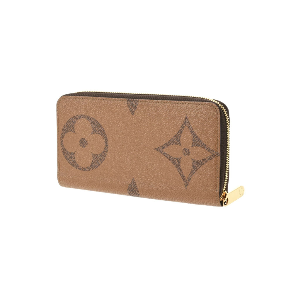 Louis Vuitton Zippy Canvas Wallet Brown Reverse Giant Tan Monogram Long Camel